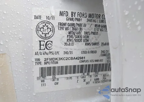 2012 Ford Edge Limited из США, поврежденный, VIN 2FMDK3KC2CBA42981